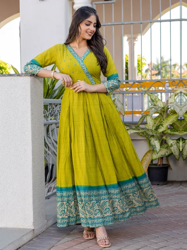 Green_&_Parrot_Green_Printed_Anarkali_Kurta_For_Women