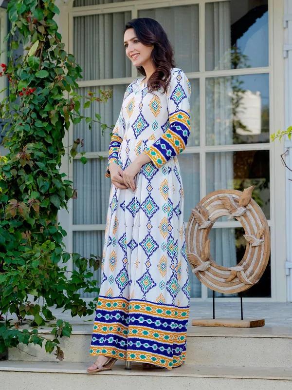 White_White_Printed_Anarkali_Kurta_For_Women