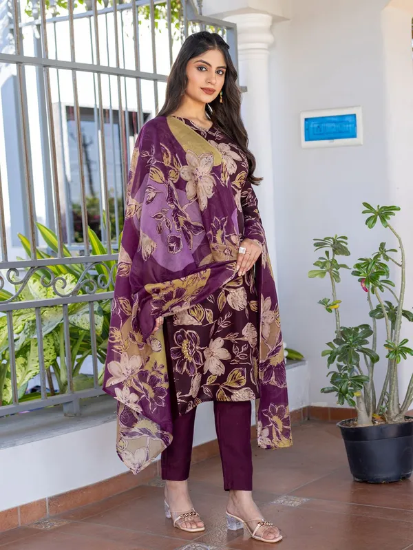 Purple_Printed_Kurta,_Churidar_&_Dupatta_Set