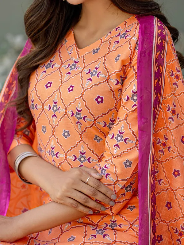 Orange_&_Coral_Printed_Kurta,_Salwar_&_Dupatta_Set