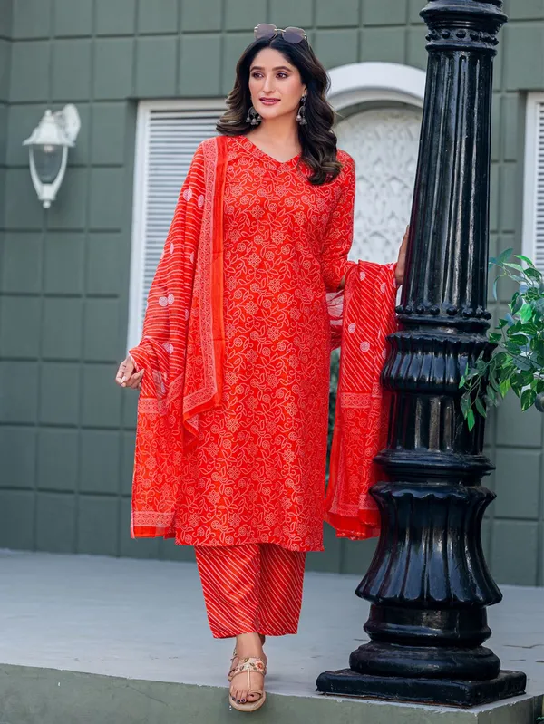 Orange_Printed_Kurta,_Salwar_&_Dupatta_Set