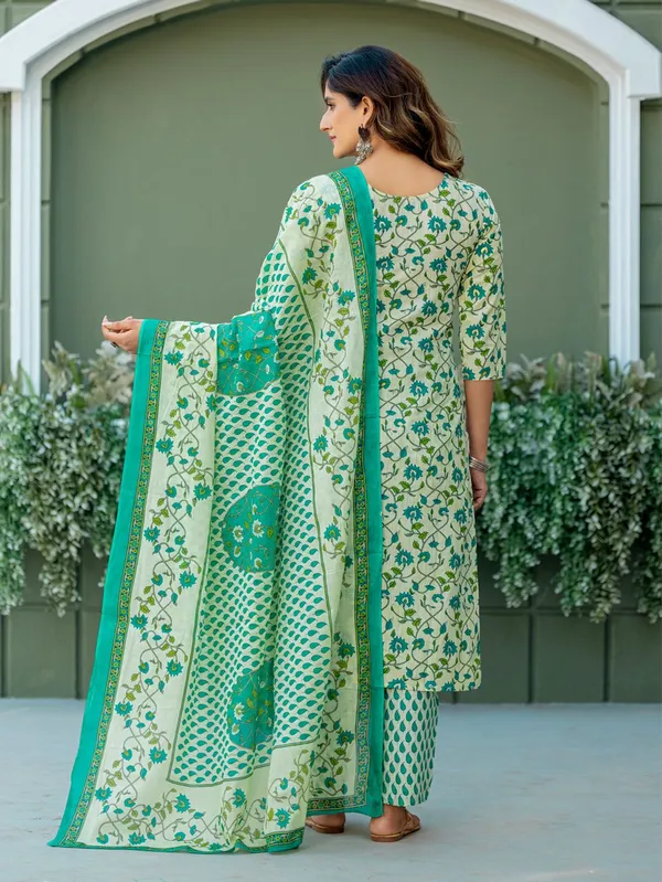 Green_&_Pista_Printed_Kurta,_Salwar_&_Dupatta_Set