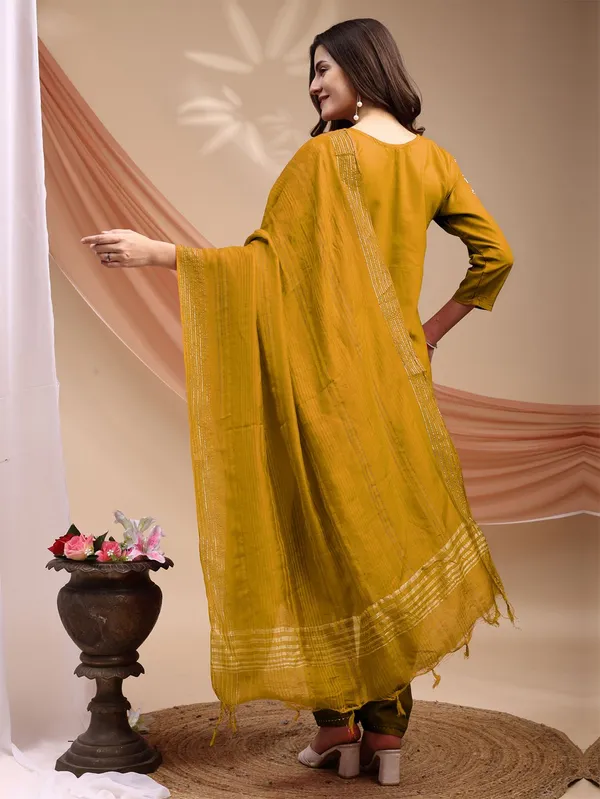 Yellow_&_Golden_Embroidered_Kurta,_Churidar_&_Dupatta_Set