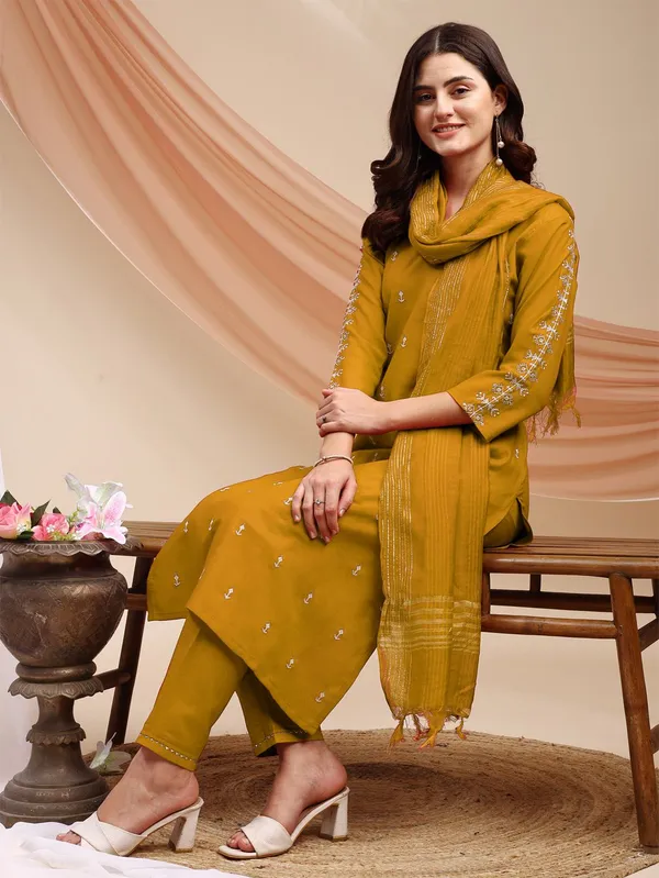 Yellow_&_Golden_Embroidered_Kurta,_Churidar_&_Dupatta_Set