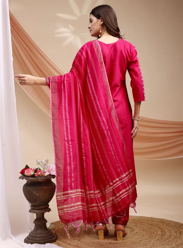 Pink_&_Rani_Embroidered_Kurta,_Churidar_&_Dupatta_Set