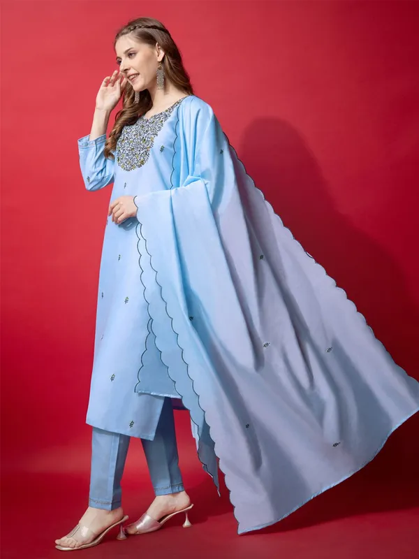 Light_Blue_&_Sky_Blue_Embroidered_Kurta,_Trouser/Pant_&_Dupatta_Set