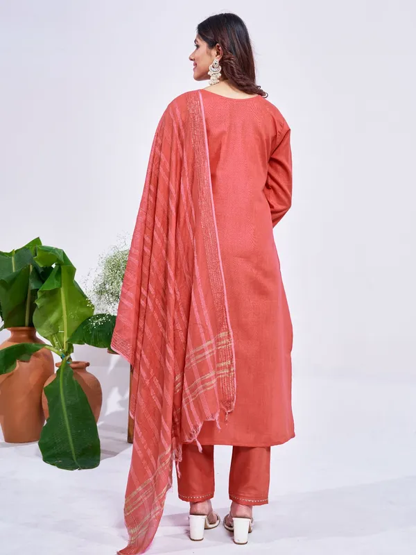 Orange_&_Coral_Embroidered_Kurta,_Trouser/Pant_&_Dupatta_Set