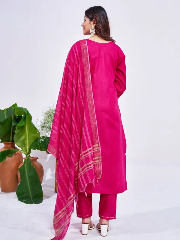 Pink_&_Rani_Embroidered_Kurta,_Trouser/Pant_&_Dupatta_Set