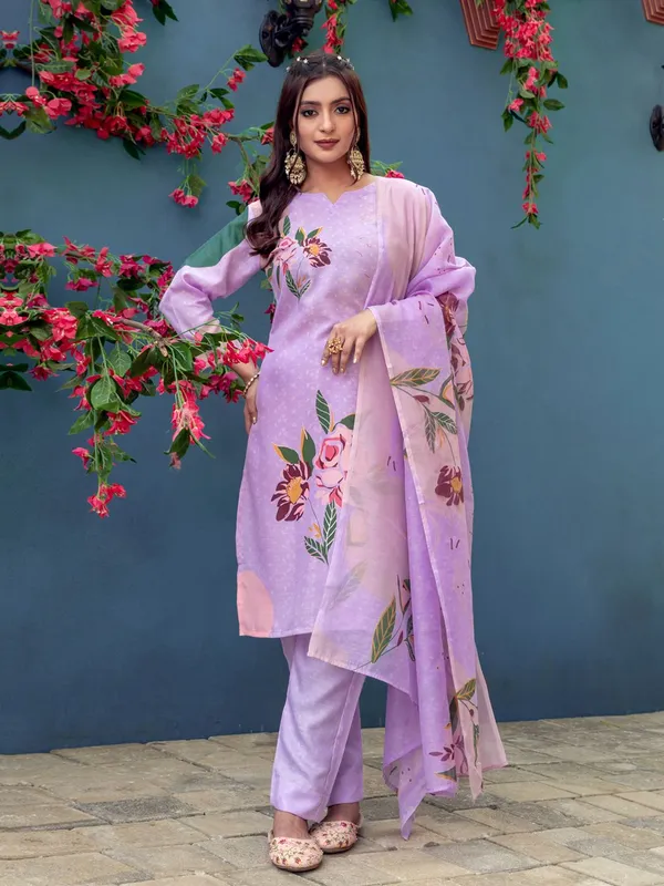 Purple_&_Lavender_Printed_Kurta,_Trouser/Pant_&_Dupatta_Set