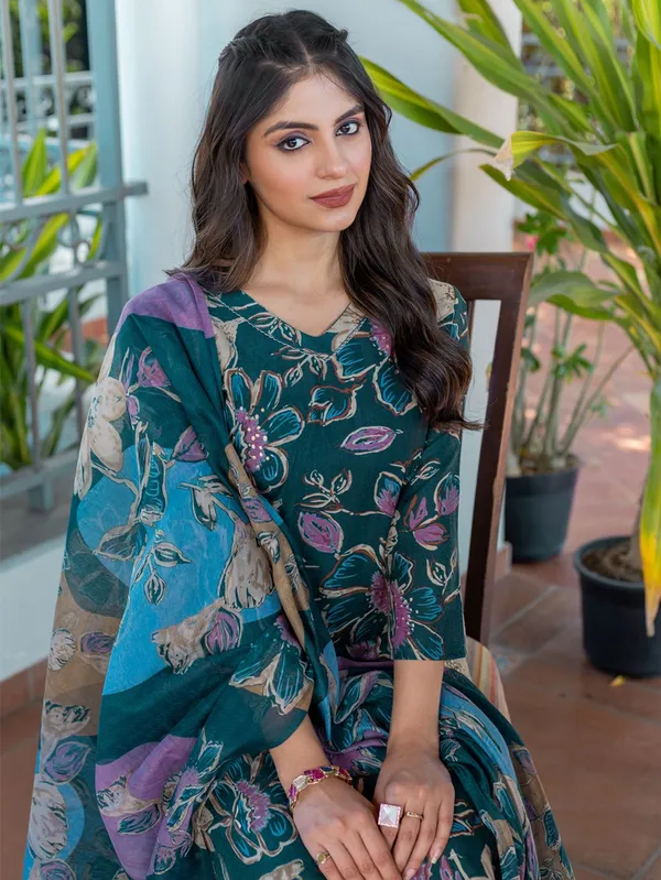 Green_&_Rama_Printed_Kurta,_Churidar_&_Dupatta_Set
