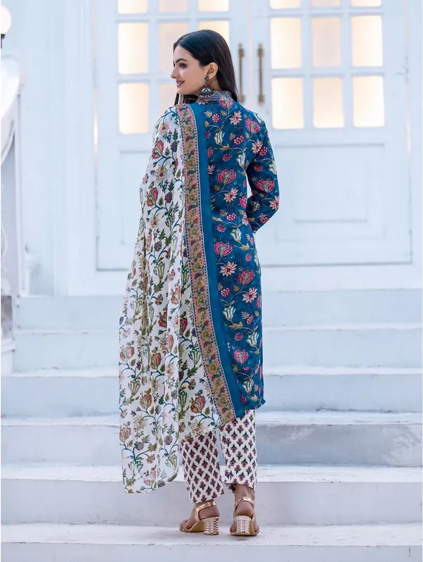 Dark_Blue_&_Navy_Blue_Floral_Print_Kurta,_Salwar_&_Dupatta_Set