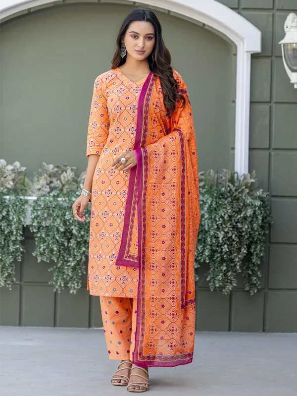 Orange_&_Coral_Printed_Kurta,_Salwar_&_Dupatta_Set