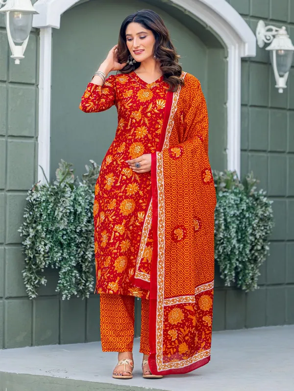 Maroon_Printed_Kurta,_Salwar_&_Dupatta_Set
