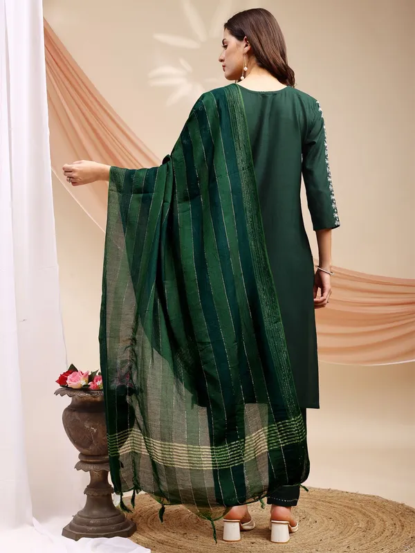 Dark_Green_Embroidered_Kurta,_Churidar_&_Dupatta_Set