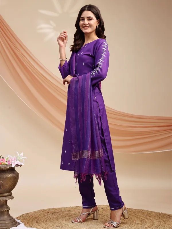 Purple_&_Jamun_Embroidered_Kurta,_Churidar_&_Dupatta_Set