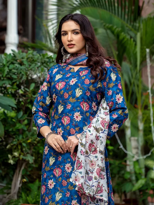 Blue_Printed_Kurta,_Salwar_&_Dupatta_Set