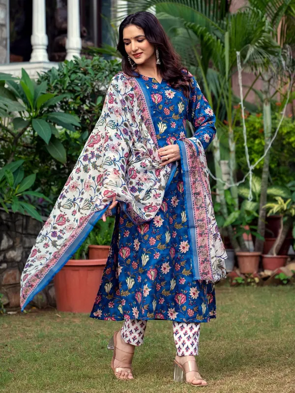 Blue_Printed_Kurta,_Salwar_&_Dupatta_Set