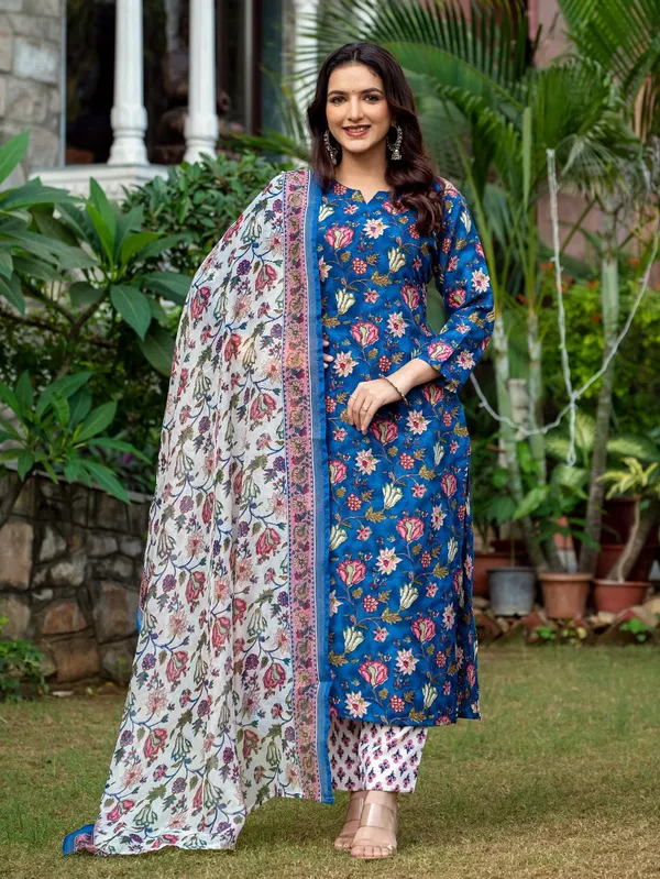 Blue_Printed_Kurta,_Salwar_&_Dupatta_Set
