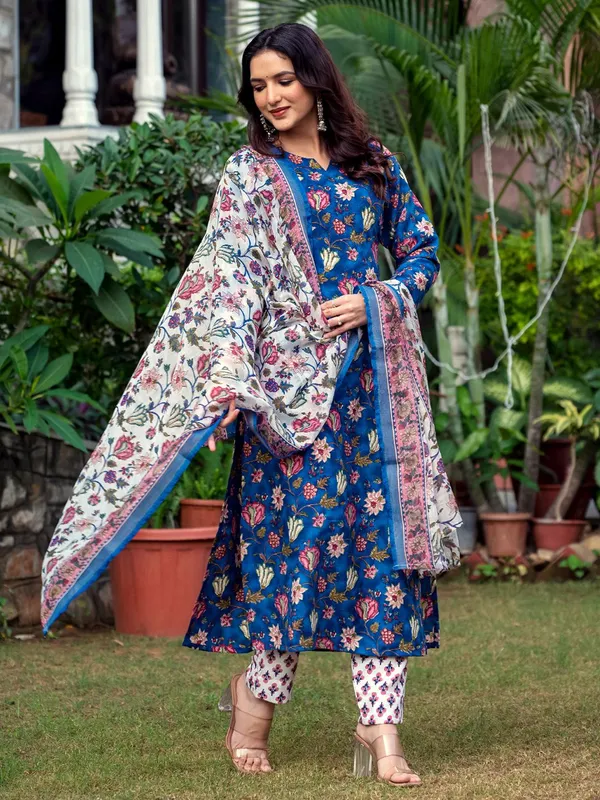 Blue_Printed_Kurta,_Salwar_&_Dupatta_Set