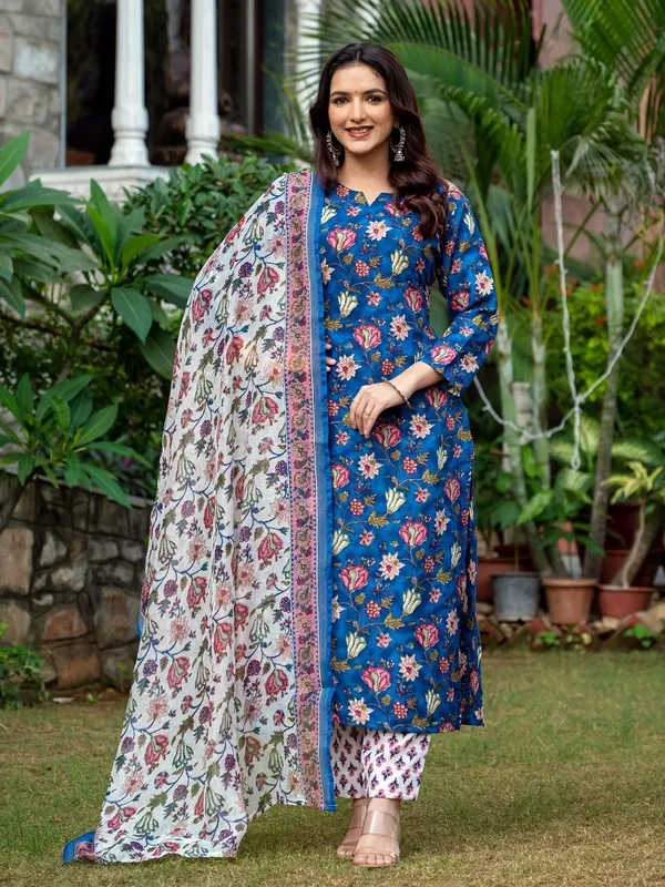 Blue_Printed_Kurta,_Salwar_&_Dupatta_Set