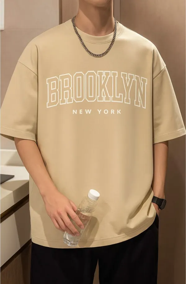 Beige_Cotton_Blend_Solid_Oversized_T-Shirt_For_Men
