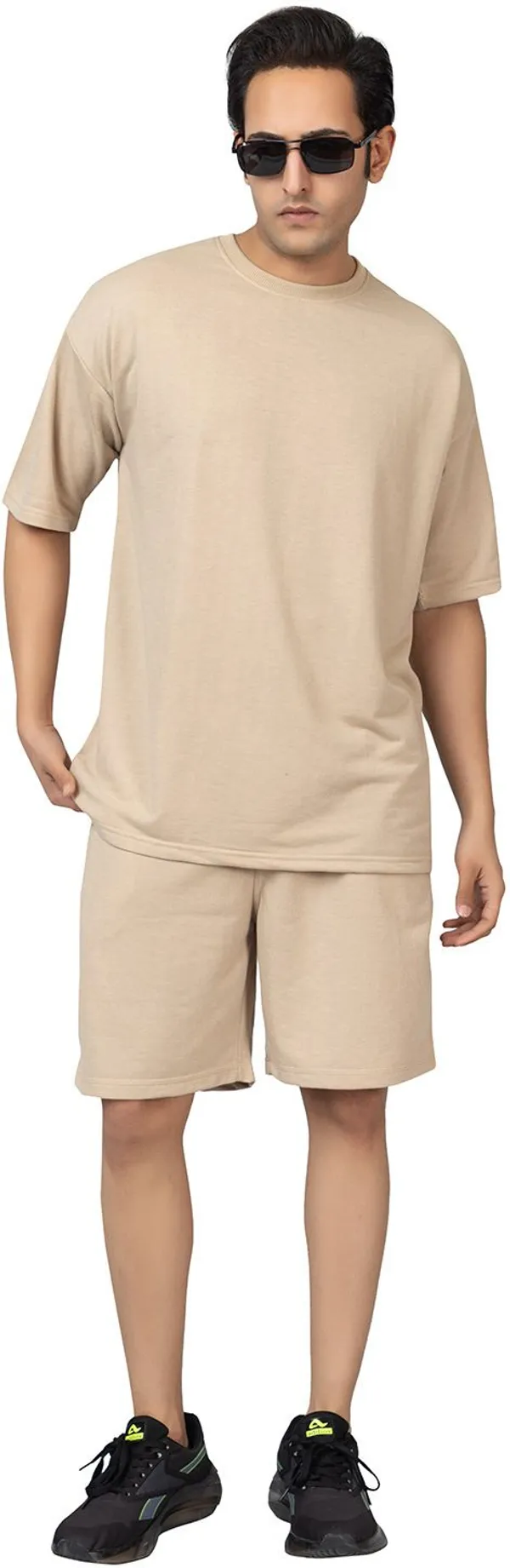Beige_Cotton_Blend_Solid_Oversized_T-Shirt_For_Men