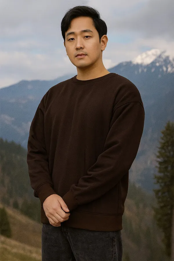 Brown_Cotton_Blend_Solid_Comfort_Fit_SweatShirt_For_Men