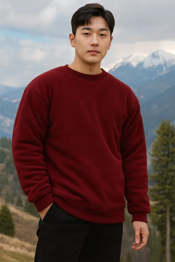Maroon_Cotton_Blend_Solid_Comfort_Fit_SweatShirt_For_Men