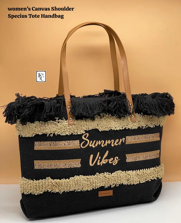 Black_"Summer_Vibes"_Woven_Straw_Tote_Bag_with_Fringe_&_Leather_Handles