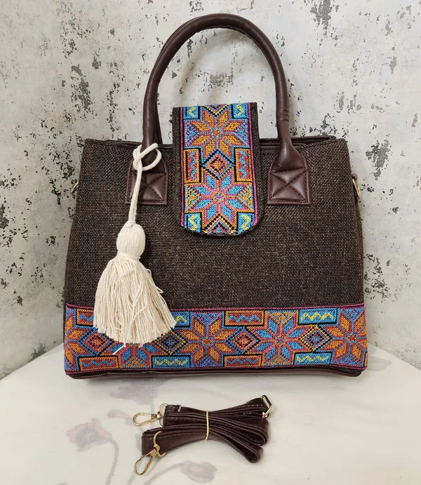 Geometric_Star"_Embroidered_Canvas_Tote_with_Tassel_sing_bag