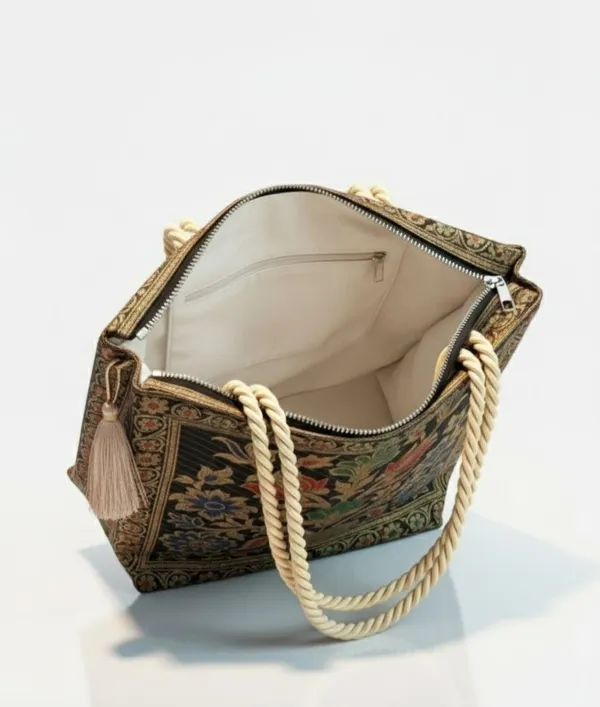 Multicolor_Silk_Zipper_Shoulder_Bag_For_Women