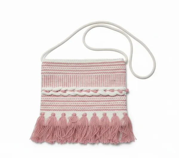 White_&_Pink_Fabric_Zipper_Sling_Bag_For_Girls