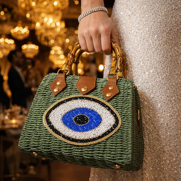 Woven_Green_Straw_Top_Handle_Bag_with_Beaded_Evil_Eye_&_Bamboo_Handles