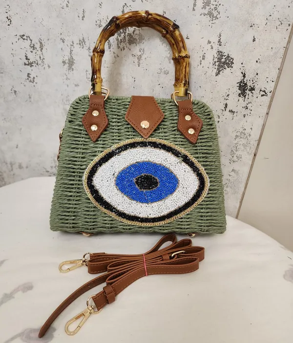 Woven_Green_Straw_Top_Handle_Bag_with_Beaded_Evil_Eye_&_Bamboo_Handles