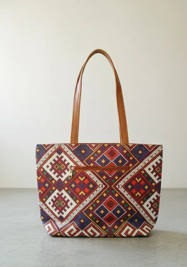 Brown_Silk_Zipper_Shoulder_Bag_For_Women