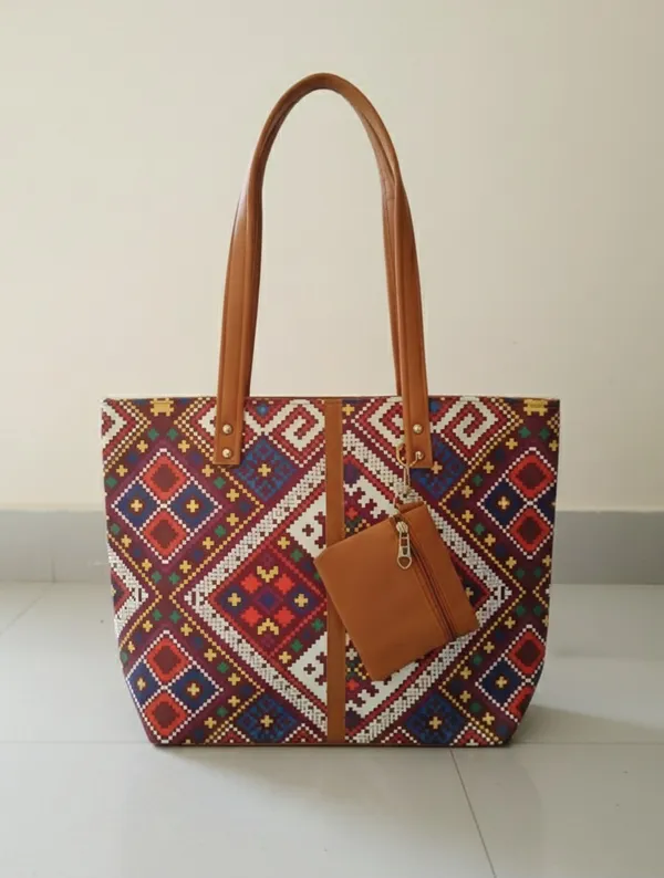 Brown_Silk_Zipper_Shoulder_Bag_For_Women