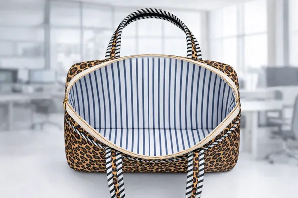 Zebra_Cotton_Quilted_Zipper_Hand-Held_Laptop_Bag_For_Women