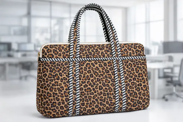 Zebra_Cotton_Quilted_Zipper_Hand-Held_Laptop_Bag_For_Women