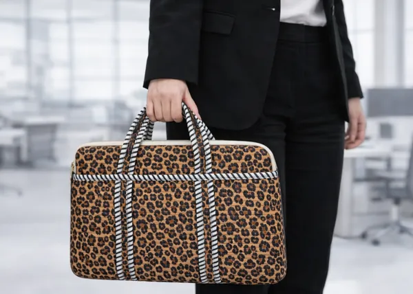 Zebra_Cotton_Quilted_Zipper_Hand-Held_Laptop_Bag_For_Women