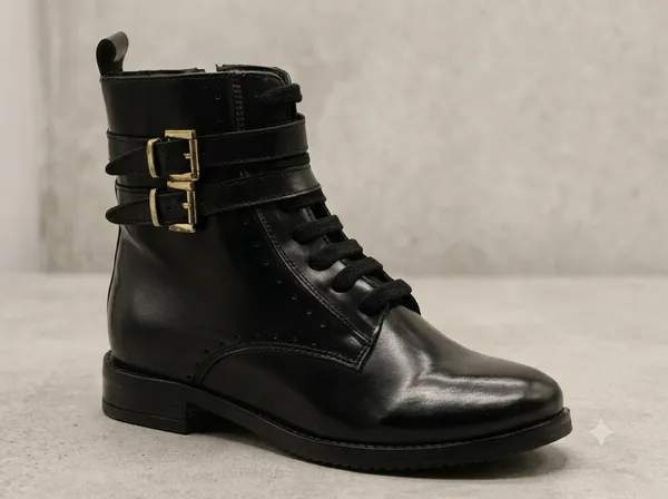 Women's_BLACK_DOUBLE_BUCKLE_WITH_GOLDEN_COLOR_WOMEN'S_SIDE_ZIP_Heeled_Ankle_Boots