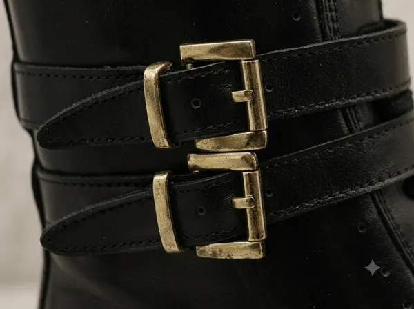Women's_BLACK_DOUBLE_BUCKLE_WITH_GOLDEN_COLOR_WOMEN'S_SIDE_ZIP_Heeled_Ankle_Boots
