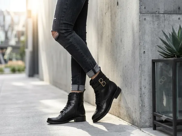 Women's_BLACK_DOUBLE_BUCKLE_WITH_GOLDEN_COLOR_WOMEN'S_SIDE_ZIP_Heeled_Ankle_Boots