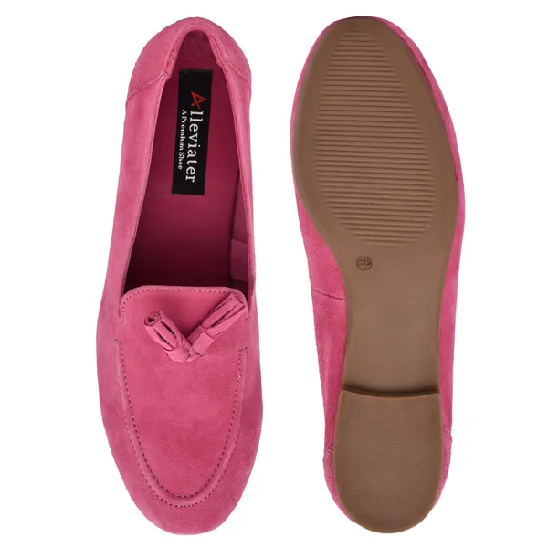 Pink_Genuine_Leather_Casual_Loafers_For_Women