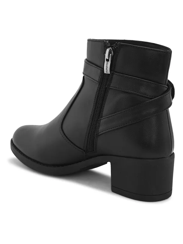 Black_Genuine_Leather_Buckled_Ankle_Length_Boots_For_Women