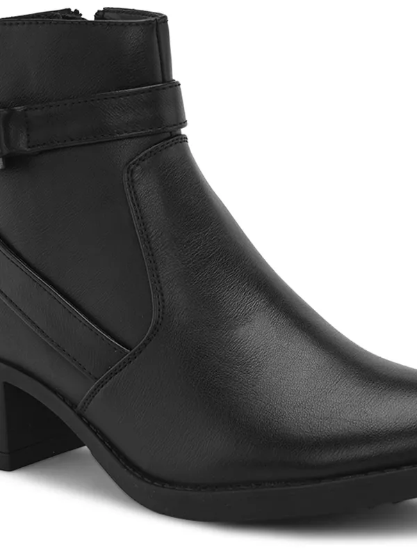 Black_Genuine_Leather_Buckled_Ankle_Length_Boots_For_Women
