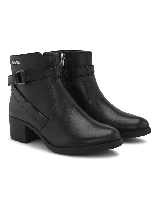 Black_Genuine_Leather_Buckled_Ankle_Length_Boots_For_Women