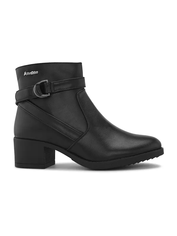 Black_Genuine_Leather_Buckled_Ankle_Length_Boots_For_Women