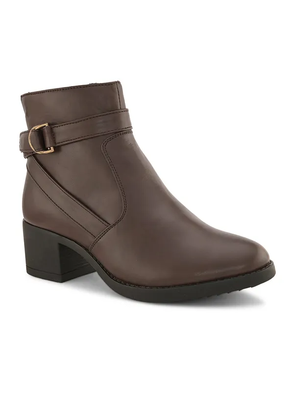 Brown_Genuine_Leather_Buckled_Ankle_Length_Boots_For_Women