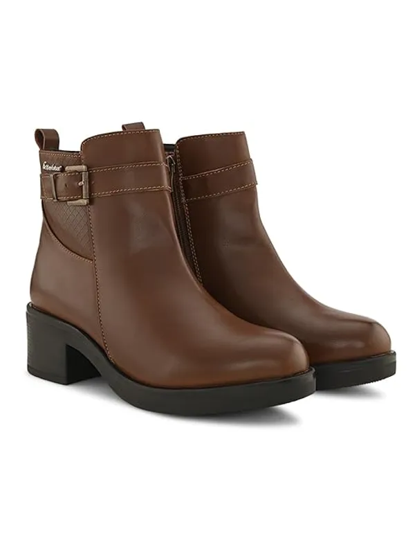 Brown_Synthetic_Leather_Ankle_Boots_For_Women_