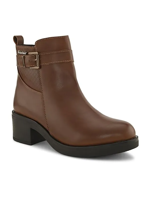 Brown_Synthetic_Leather_Ankle_Boots_For_Women_